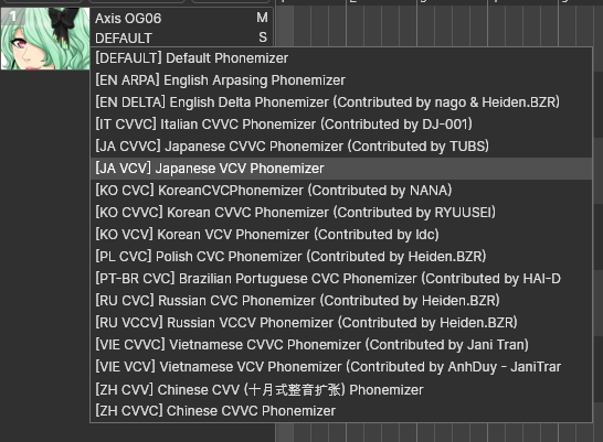 Using AXIS OG06 VCV in OpenUTAU